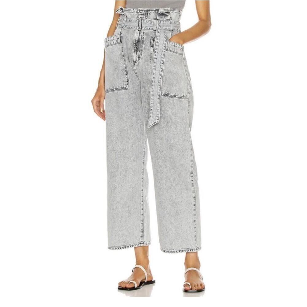 Agolde Aden Paperbag Belted Utility Wide Leg Jeans Rolling Thunder Gray Size 27